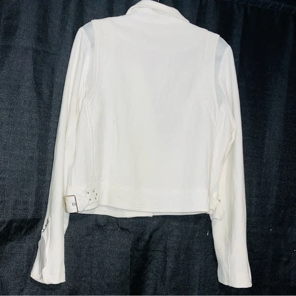 Blank NYC white crepe cotton Moto Jacket XL - Picture 6 of 8